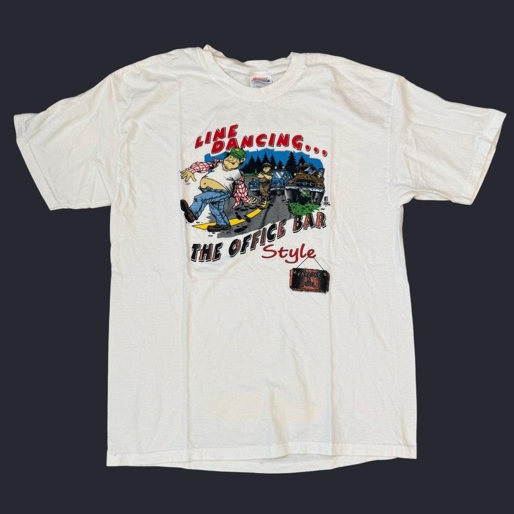 Vintage Line Dancing Funny Graphic Short Sleeved Tee Men's Size Large Humor 90s